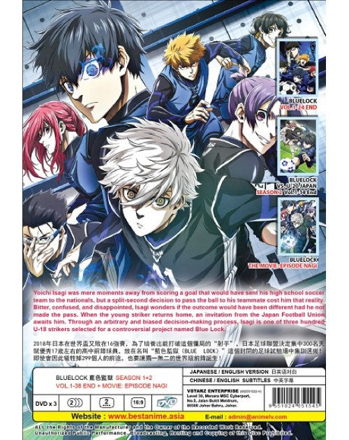 BLUELOCK SEASON 1+2 VOL.1-38 END + MOVIE: EPISODE NAGI ENG DUB