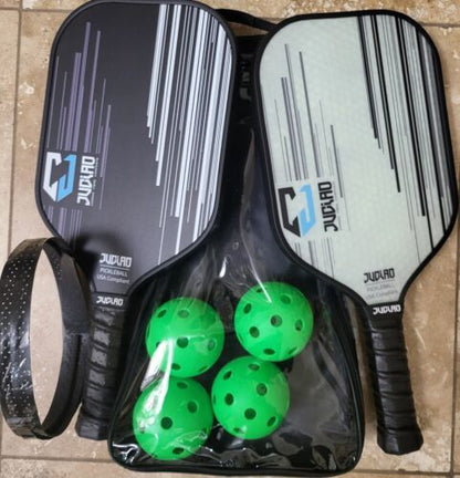 Pickleball 2 Paddle Carbon Fiber MX Set with 4 Balls and Carry Bag SHIP FROM USA