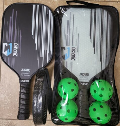 Pickleball 2 Paddle Carbon Fiber MX Set with 4 Balls and Carry Bag SHIP FROM USA