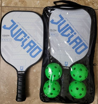 Pickleball 2 Paddle Carbon Fiber Set with 4 Balls and Carry Bag SHIP FROM USA B