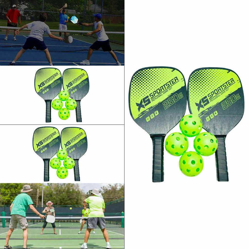 Pickleball Paddle Set with 4 Rackets 8 Balls and 2Carry Bag SHIP OUT FROM USA CA