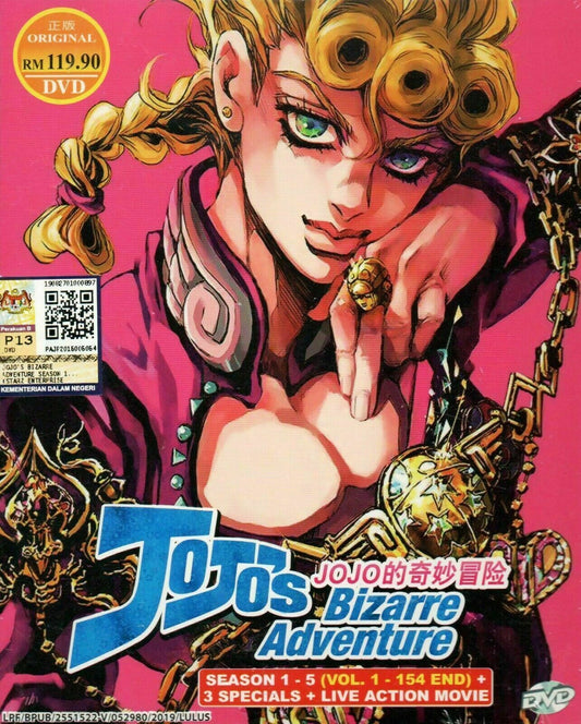 JoJo's Bizarre Adventure Season 1~5 +Live Movie English Subtitle Ship From USA