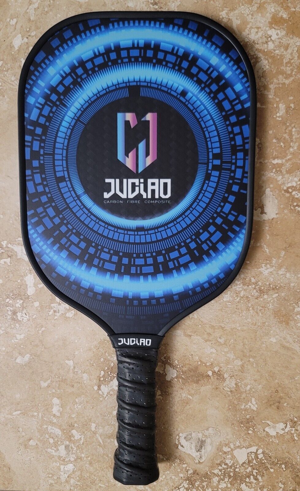 Juciao Blue Ring 4.5" Handle Pickleball Paddle Carbon Fiber Composite USA