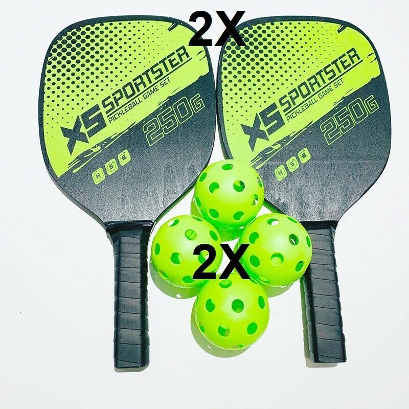 Pickleball Paddle Set with 4 Rackets 8 Balls and 2Carry Bag SHIP OUT FROM USA CA