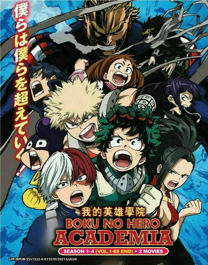 BOKU NO HERO ACADEMIA SEASON 1-4 (VOL.1-88 END) + 2 MOVIES DVD Ship From USA