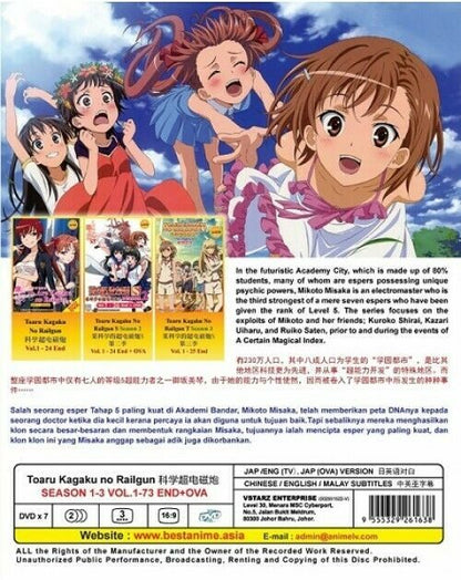 Toaru Kagaku no Railgun Full Series Season 1+2+3 1-73 + OVA English SHIP FROM US