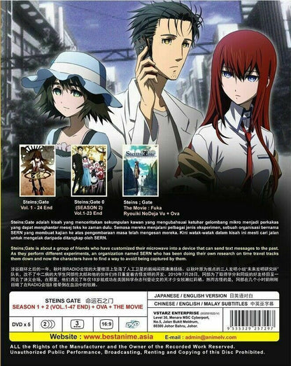 Steins;Gate Season 1+2 +OVA +Movie (Ep 1-47 end)  (English Dubbed) Ship From USA