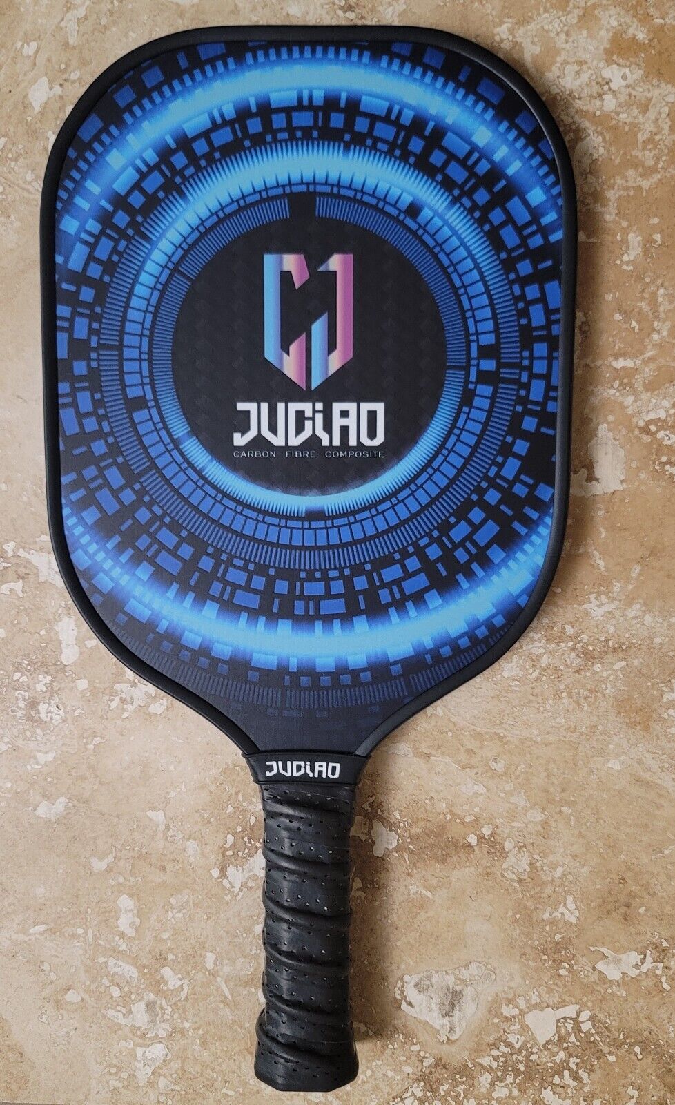 Juciao Blue Ring 4.5" Handle Pickleball Paddle Carbon Fiber Composite USA