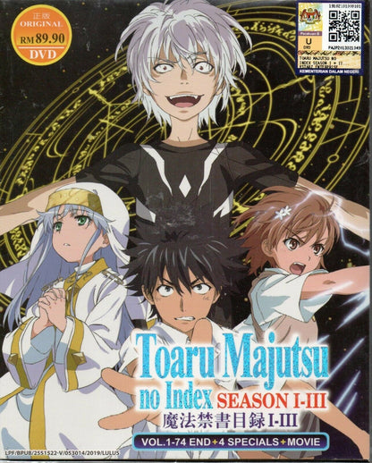 Toaru Majutsu no Index season 1, 2, 3 + Special + Movie (1-74 End) English Audio