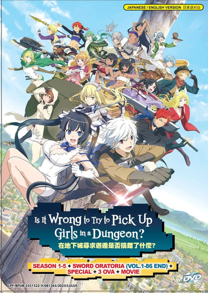 IS IT WRONG TO TRY TO PICK UP GIRLS IN A DUNGEON? SEASON 1-5 (Vol. 1-86 End) + Special + 3 OVA + Movie SWORD ORATORIA