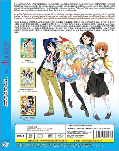 Nisekoi Season 1+2 ( TV 1-32 End + 3 OVA + Live Action Movie ) English SUB
