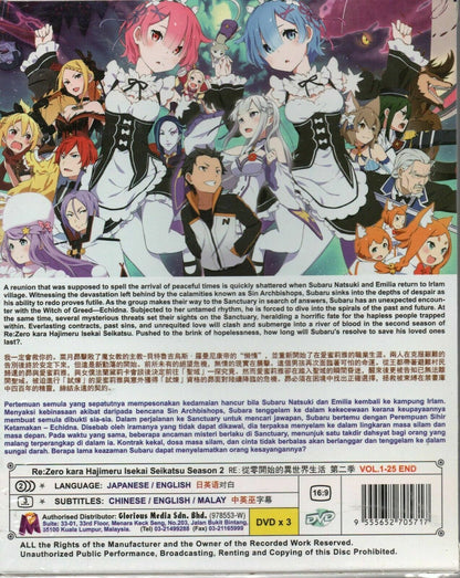 Re:Zero Kara Hajimeru Isekai Seikatsu Season 2 Vol1-25 End Eng Dub SHIP FROM USA