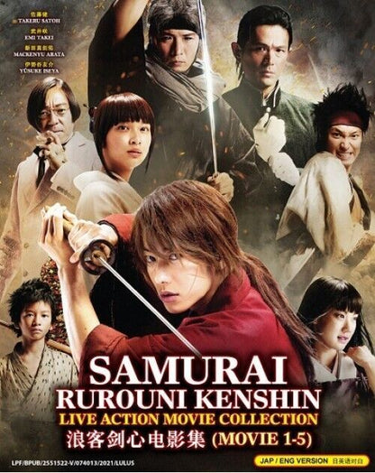 Japanese Movie DVD Rurouni Kenshin Live Action Movie Collection (Movie 1-5) USA