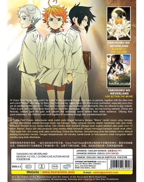 YAKUSOKU NO NEVERLAND SEA1-2 VOL.1-23 END+LIVE ACTION MOVIE ENG DUB SHIP FROM US