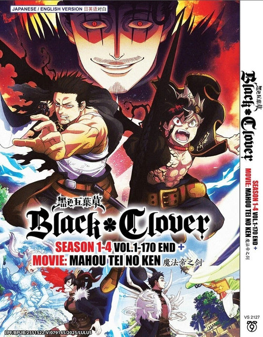 Black Clover Season 1-4 Vol.1-170 +Movie Mahou Tei No Ken End English Dubbed USA