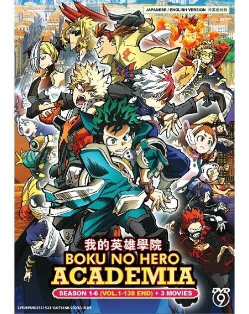 BOKU NO HERO ACADEMIA SEASON 1-6 (VOL.1-138 END) + 3 MOVIES DVD SHIP FROM USA