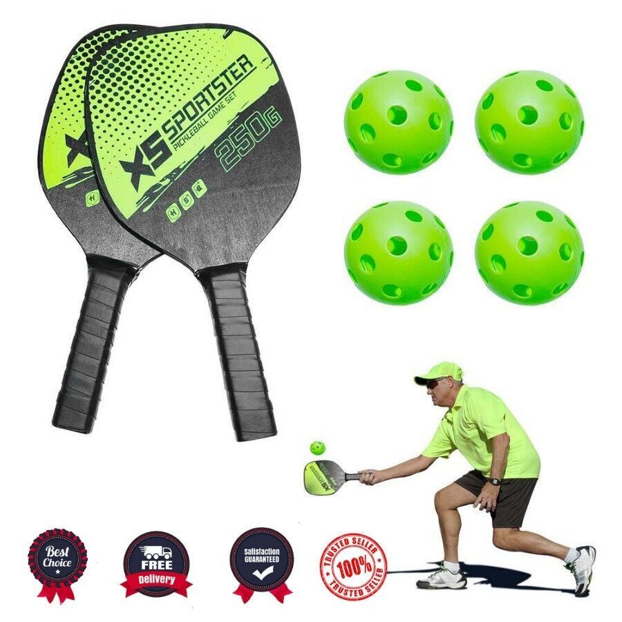 Pickleball XS Sport Paddle Set 2 Rackets 4 Balls, Carry Bag SHIP OUT FROM USA CA