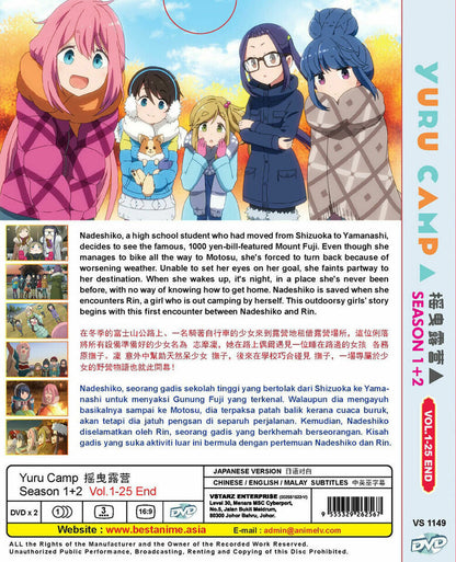 Yuru Camp△ Season 1+2 (VOL.1-25END) English Subtitle All Region SHIP FROM USA