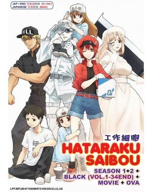 CELL AT WORK Hataraku Saibou Season 1+2+Black Vol.1-34 End+Movie + OVA Eng Dub